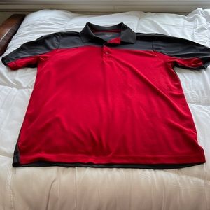 Men’s red and gray color way golf polo